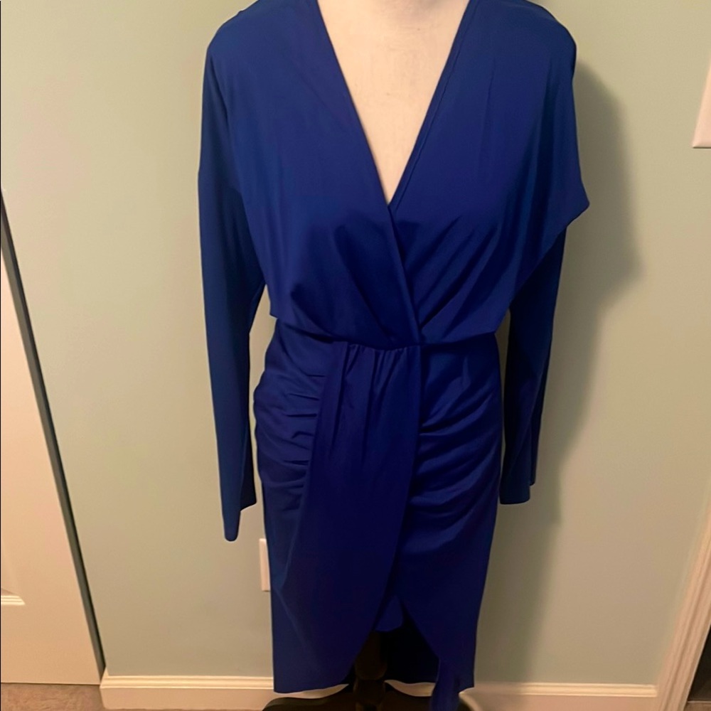 Shein Blue Faux Wrap Dress sz L